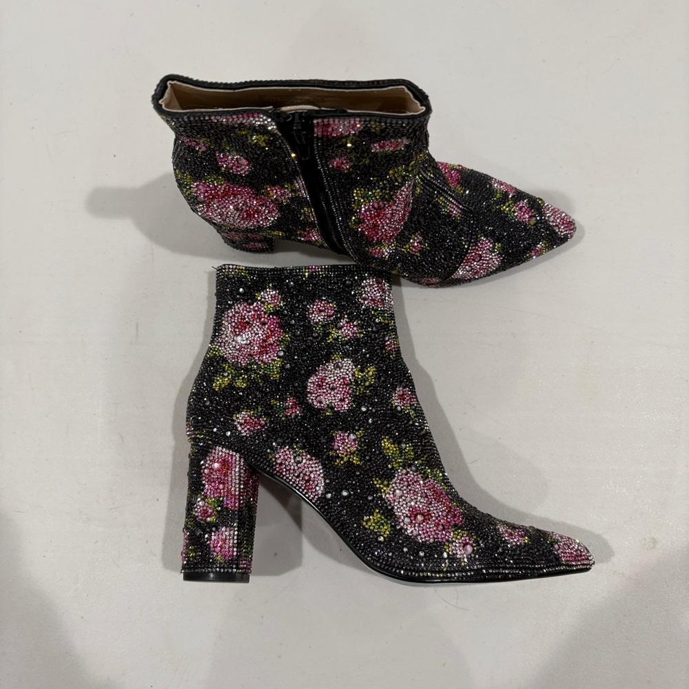 Rhinestone Betsy Johnson heeled boots